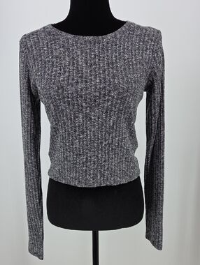 Abercrombie & Fitch Gray Ribbed Long Sleeve Sweater